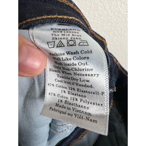Everlane Mid-Rise Blue Stretch Denim Casual Skinny Jeans Size 26 Ankle - Picture 9 of 9
